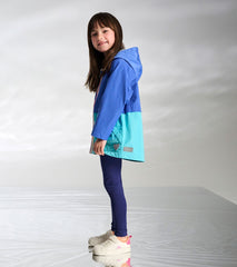 Girls Blue Colorblock Jersey-Lined Rain Jacket | Hatley US Girls