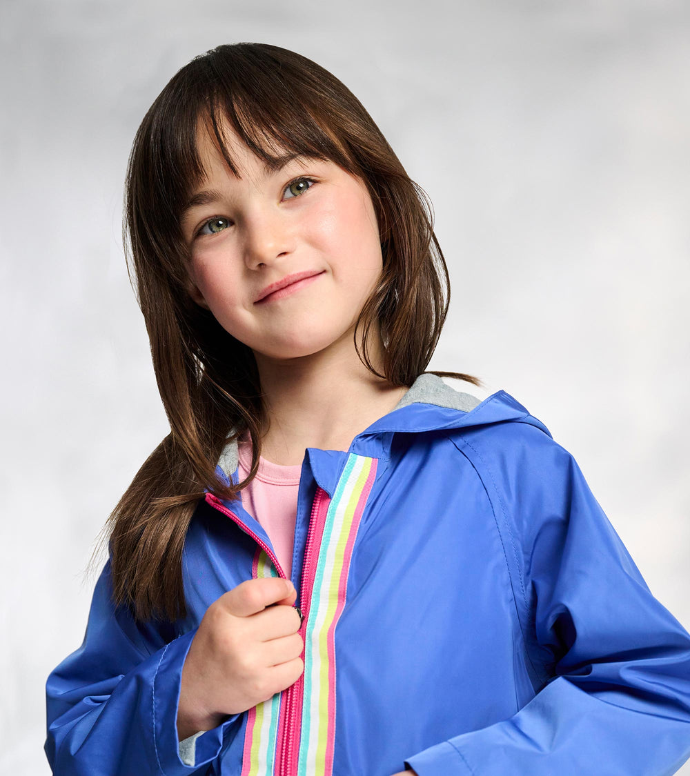 Girls Blue Colorblock Jersey-Lined Rain Jacket | Hatley US Girls