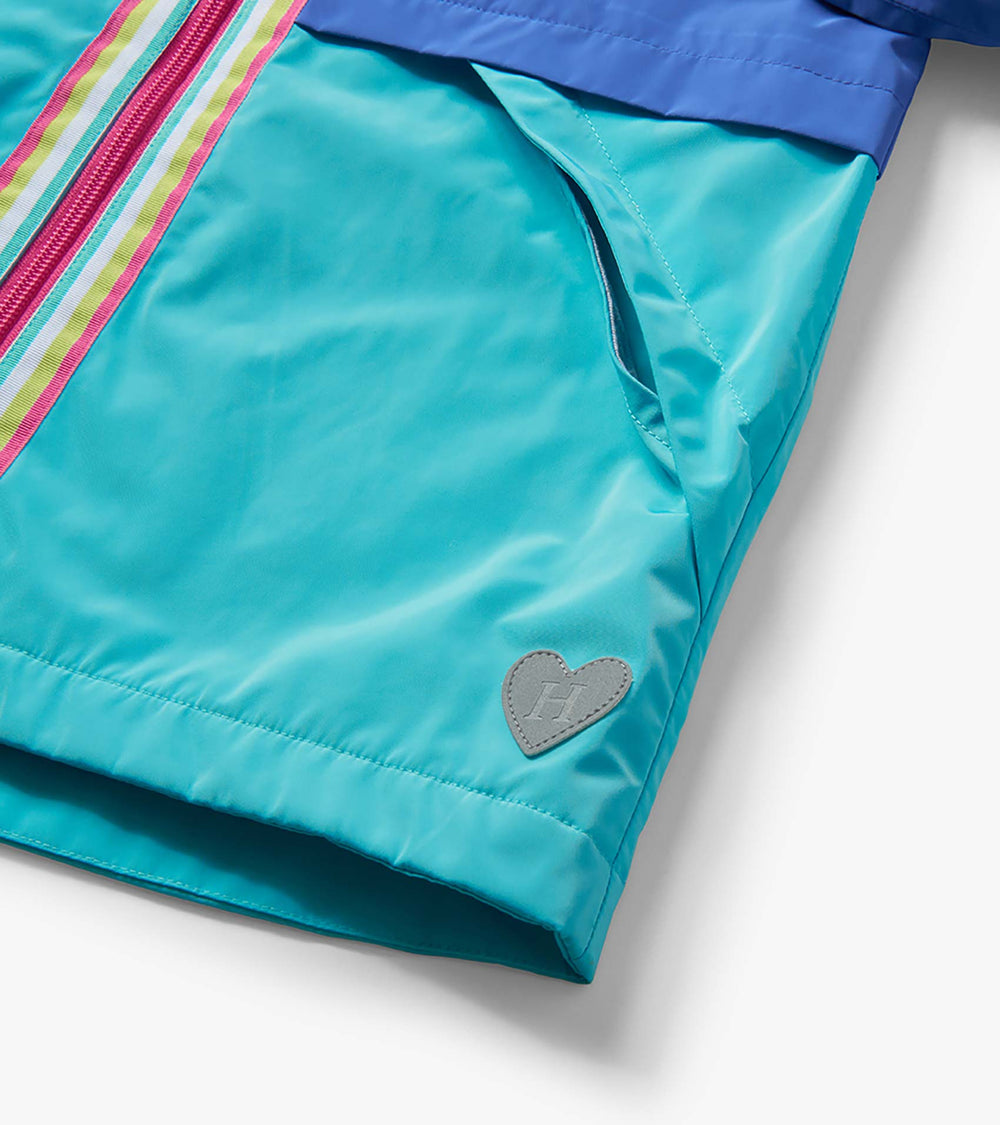 Girls Blue Colorblock Jersey-Lined Rain Jacket | Hatley US Girls