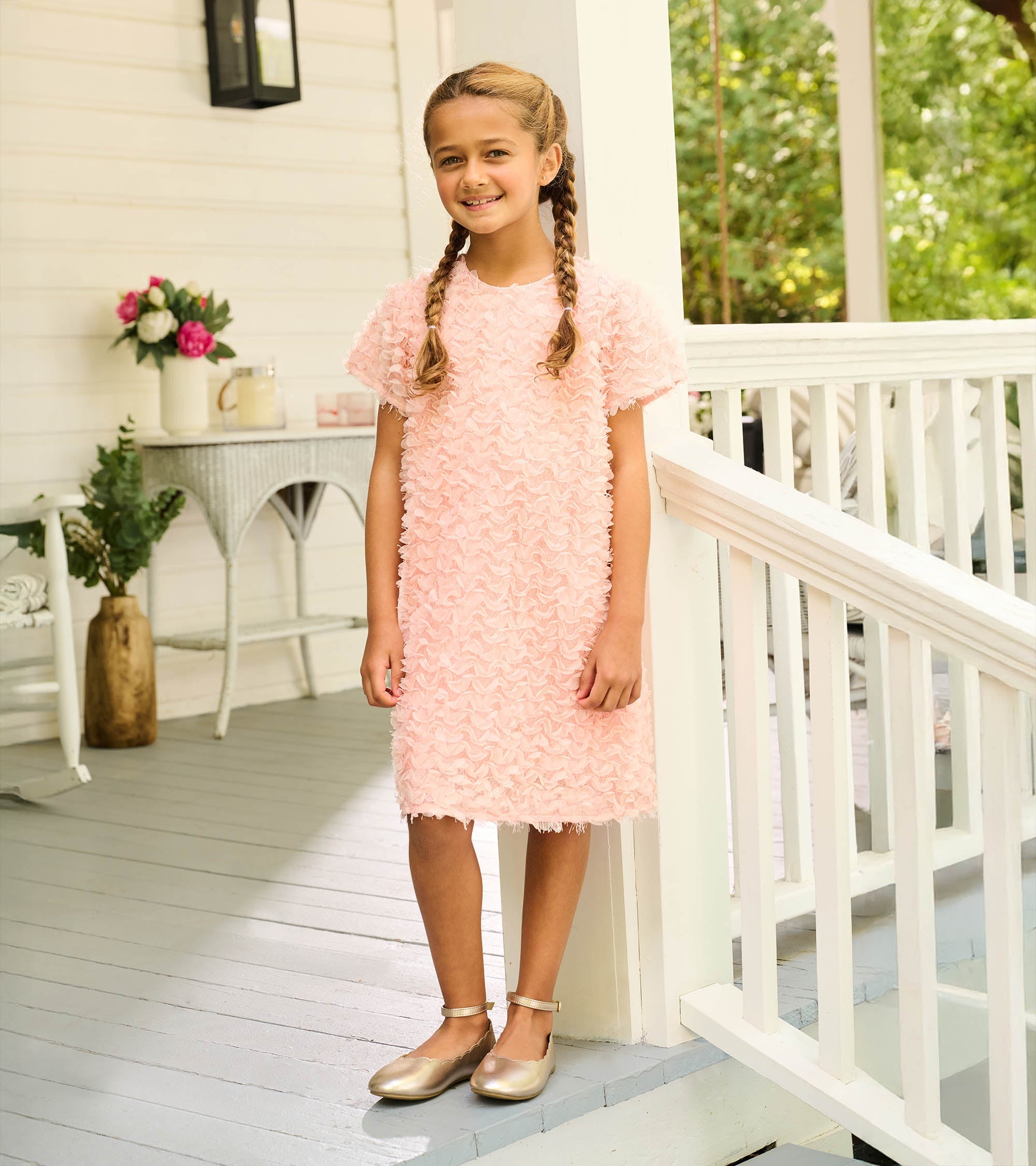 Girls Apricot Chiffon Ruffle A-Line Dress | Hatley Girls
