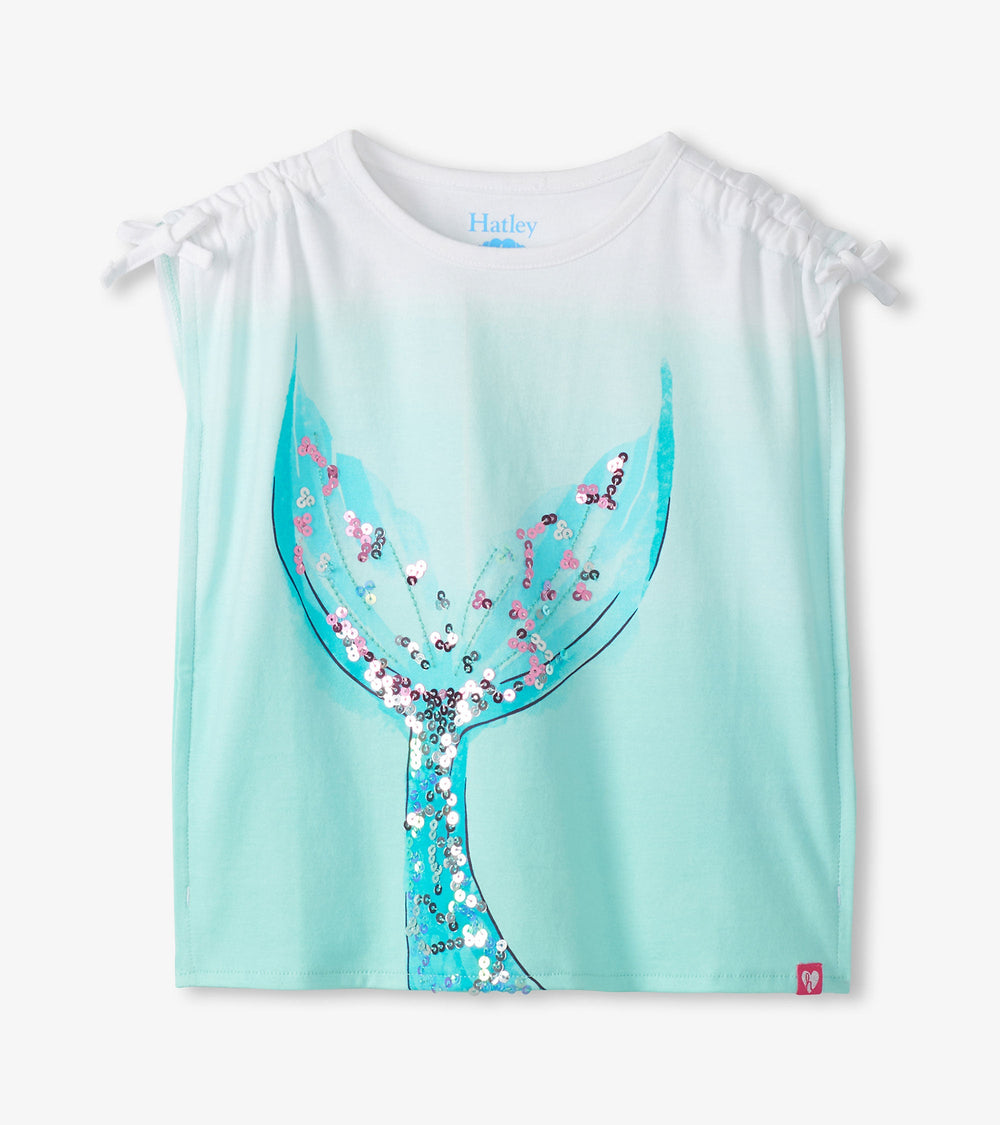 Girls Mermaid Tail Cinched Shoulder Top | Hatley Discount Girls
