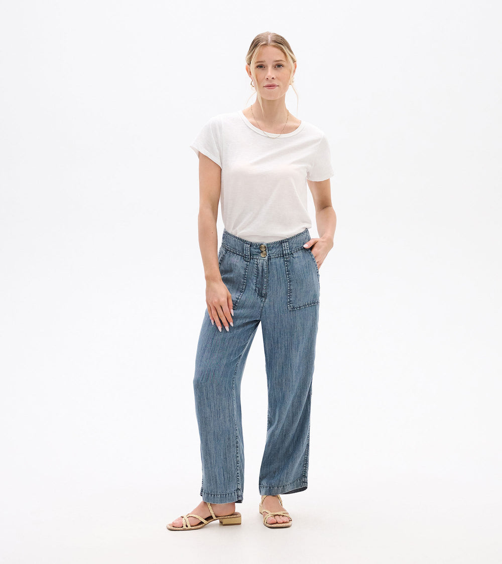 Sophie Wide Leg Pants - Blue Acid Rinse | Hatley Discount Women