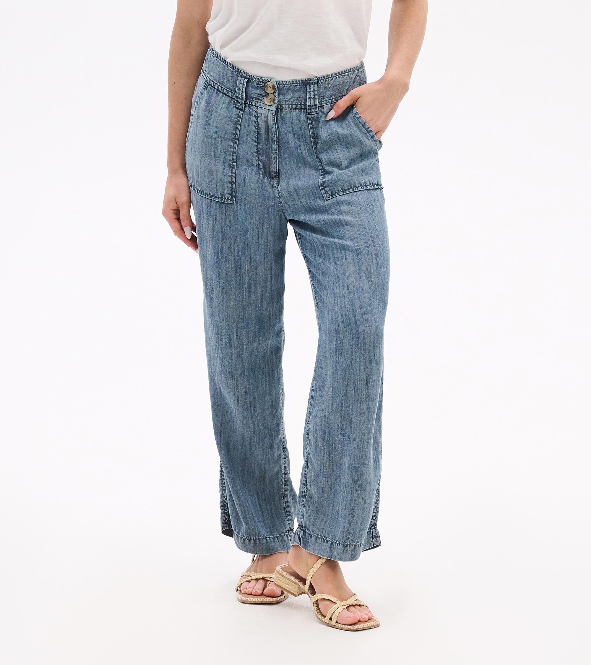 Sophie Wide Leg Pants - Blue Acid Rinse | Hatley Discount Women