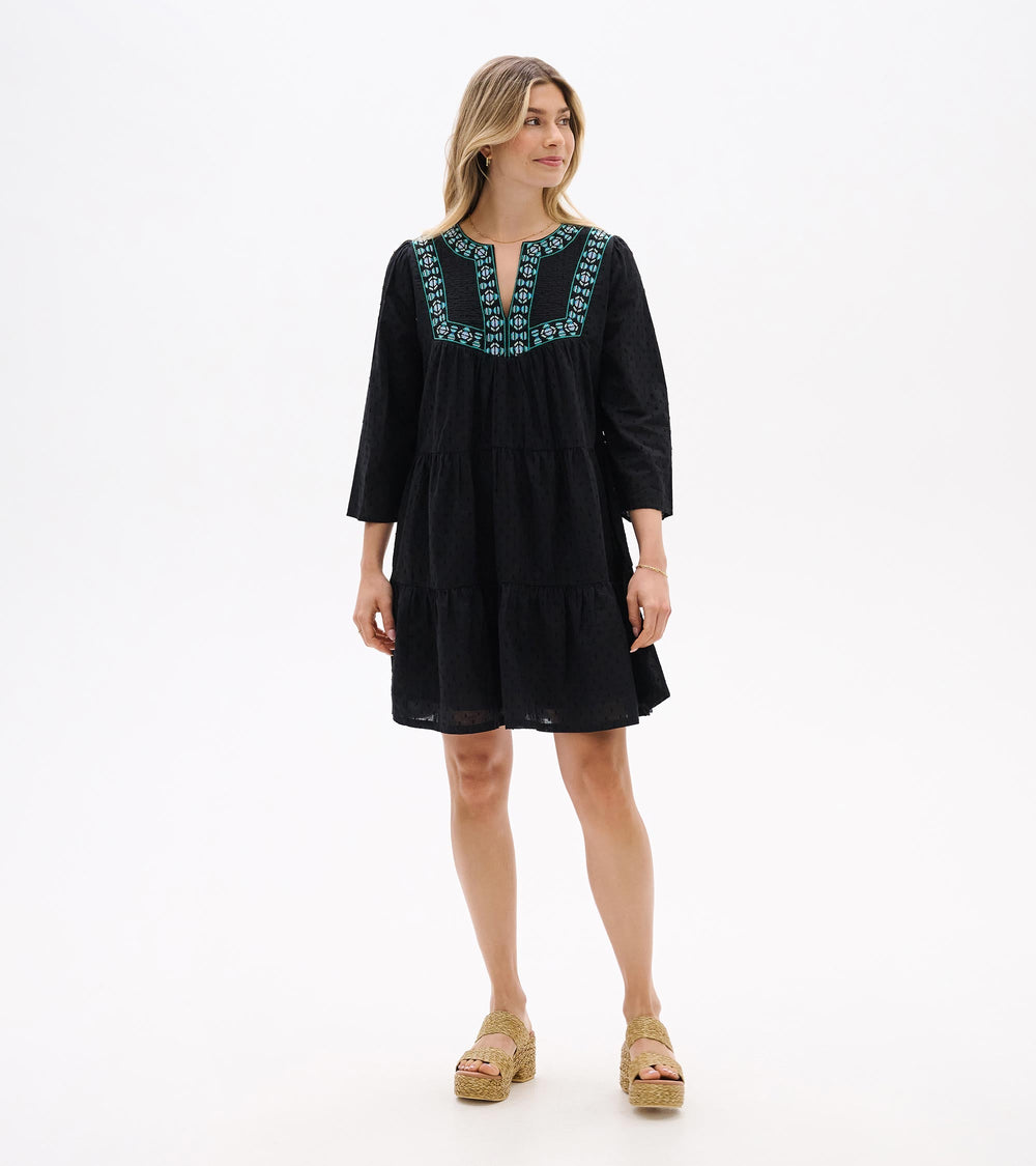 Amira Tiered Dress - Black Swiss Dot | Hatley Outlet Women
