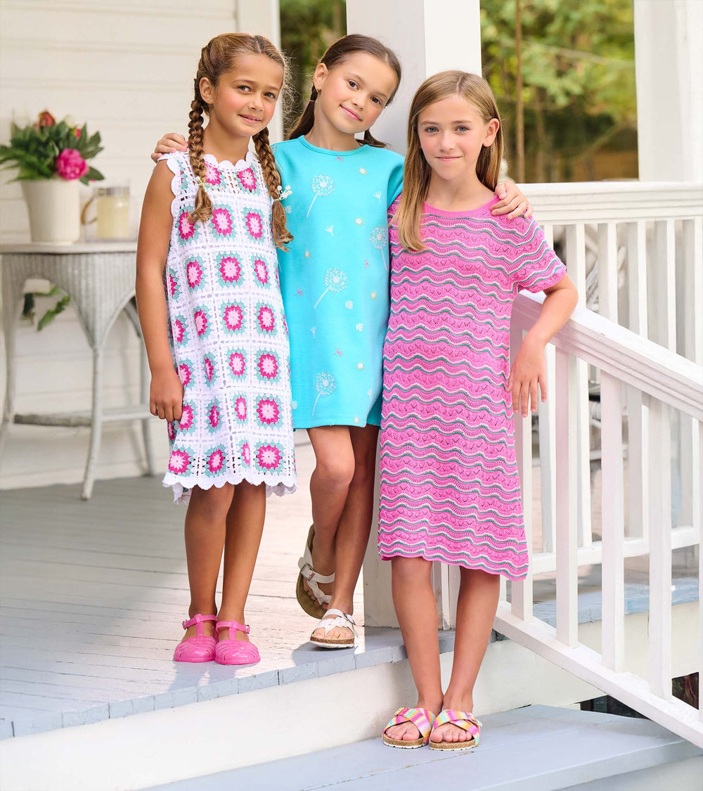 Girls Blue Radiance Sleeveless Crochet Dress | Hatley