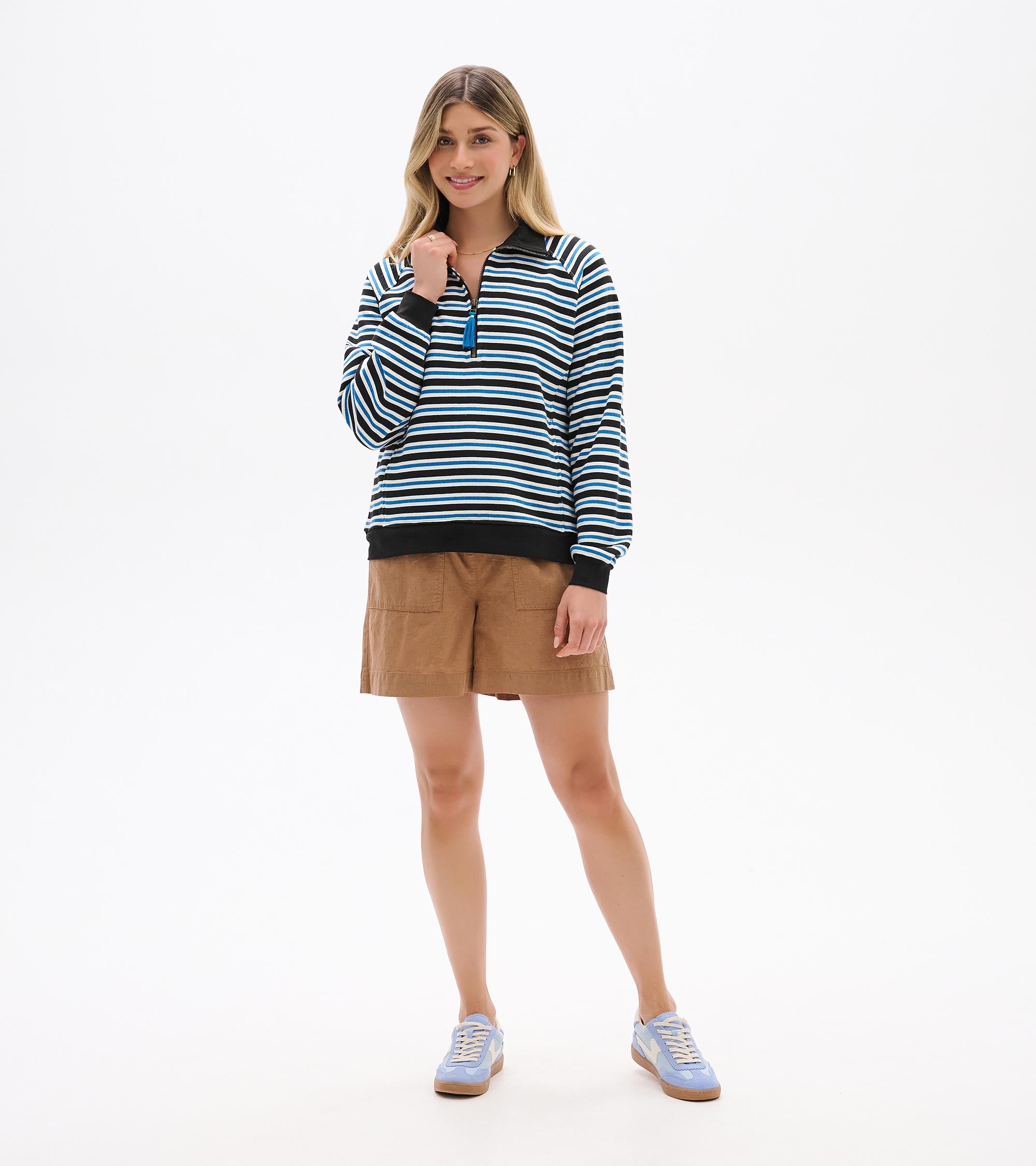 Mock Neck Pullover - Black Stripes | Hatley US Women