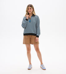Mock Neck Pullover - Black Stripes | Hatley US Women