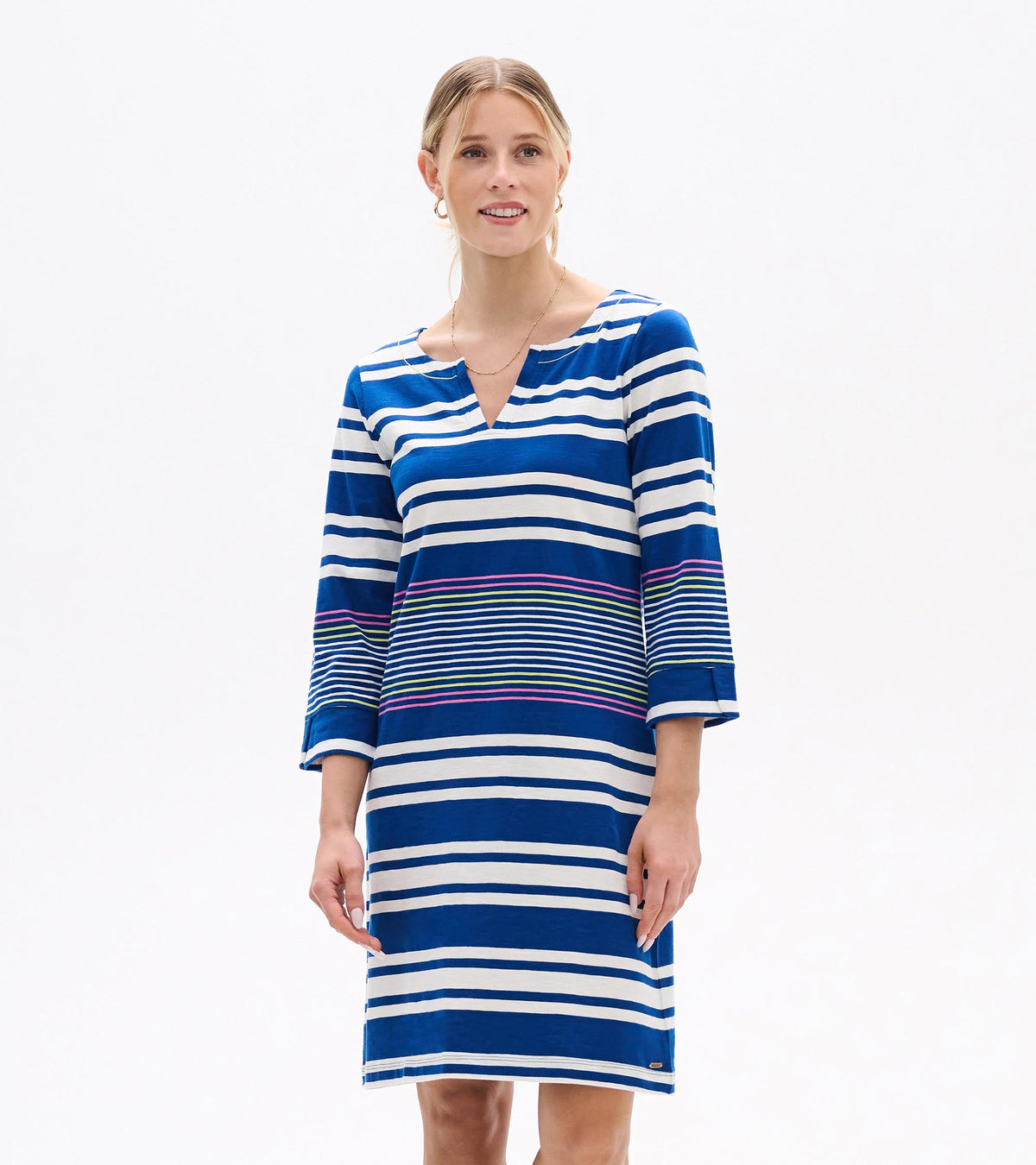 Lily Notch Neck Dress - Cheery Block Stripes | Hatley For Women
