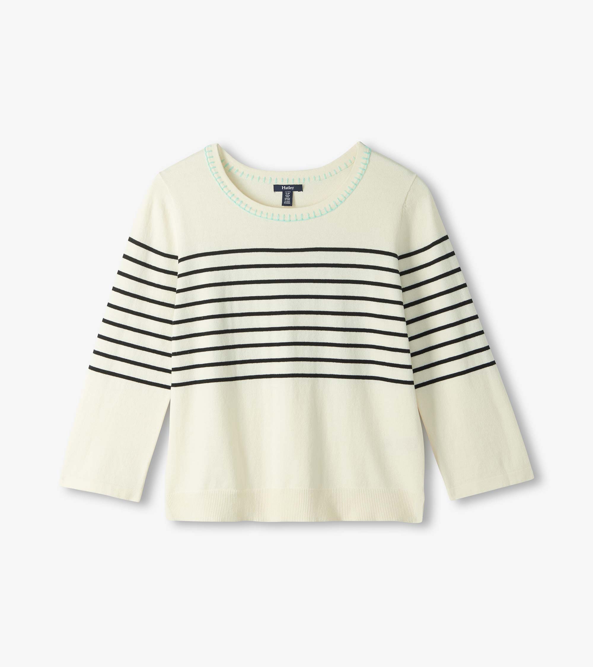 3/4 Sleeve Knit Top - Black Stripes | Hatley Discount Women