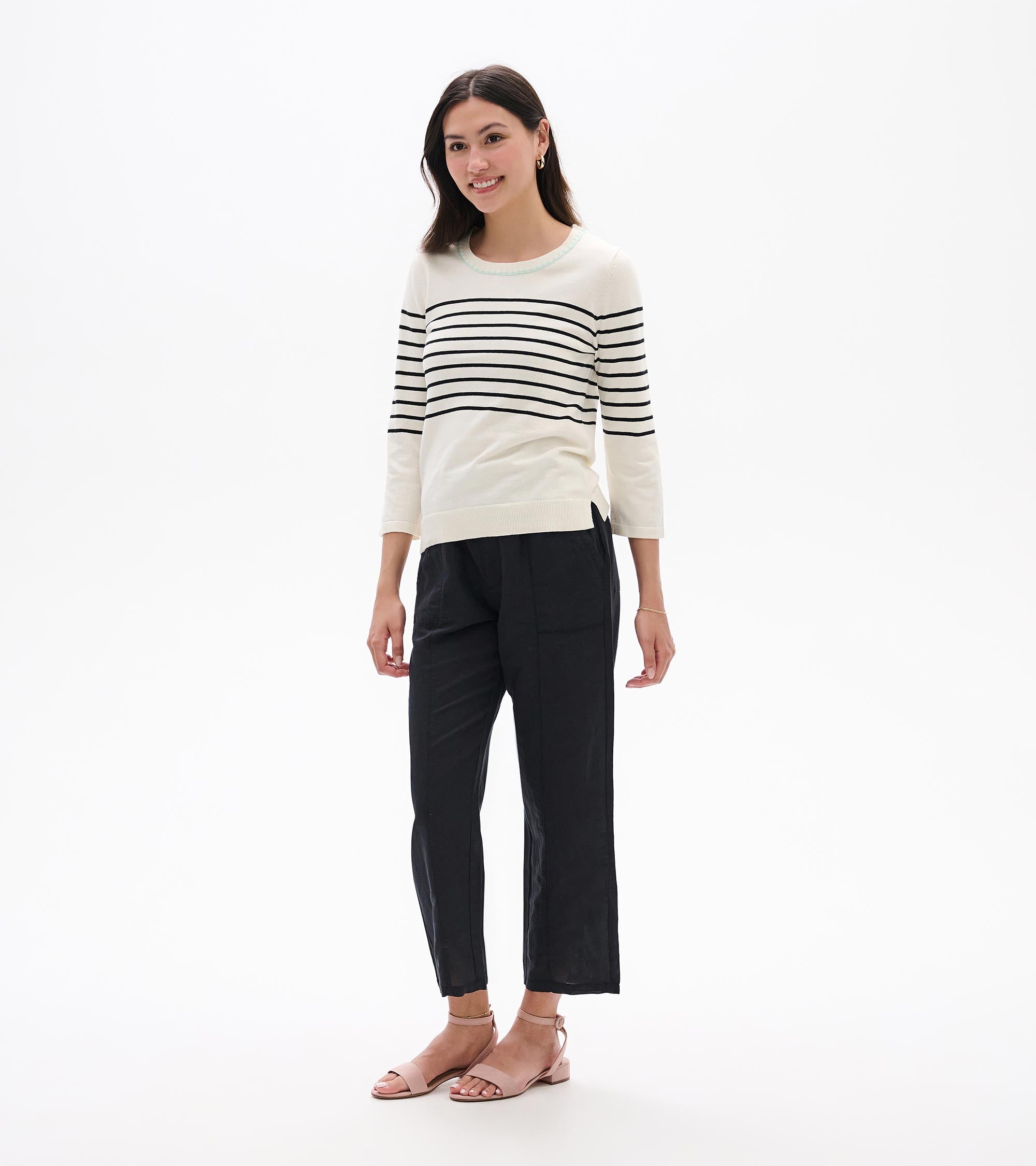 3/4 Sleeve Knit Top - Black Stripes | Hatley Discount Women