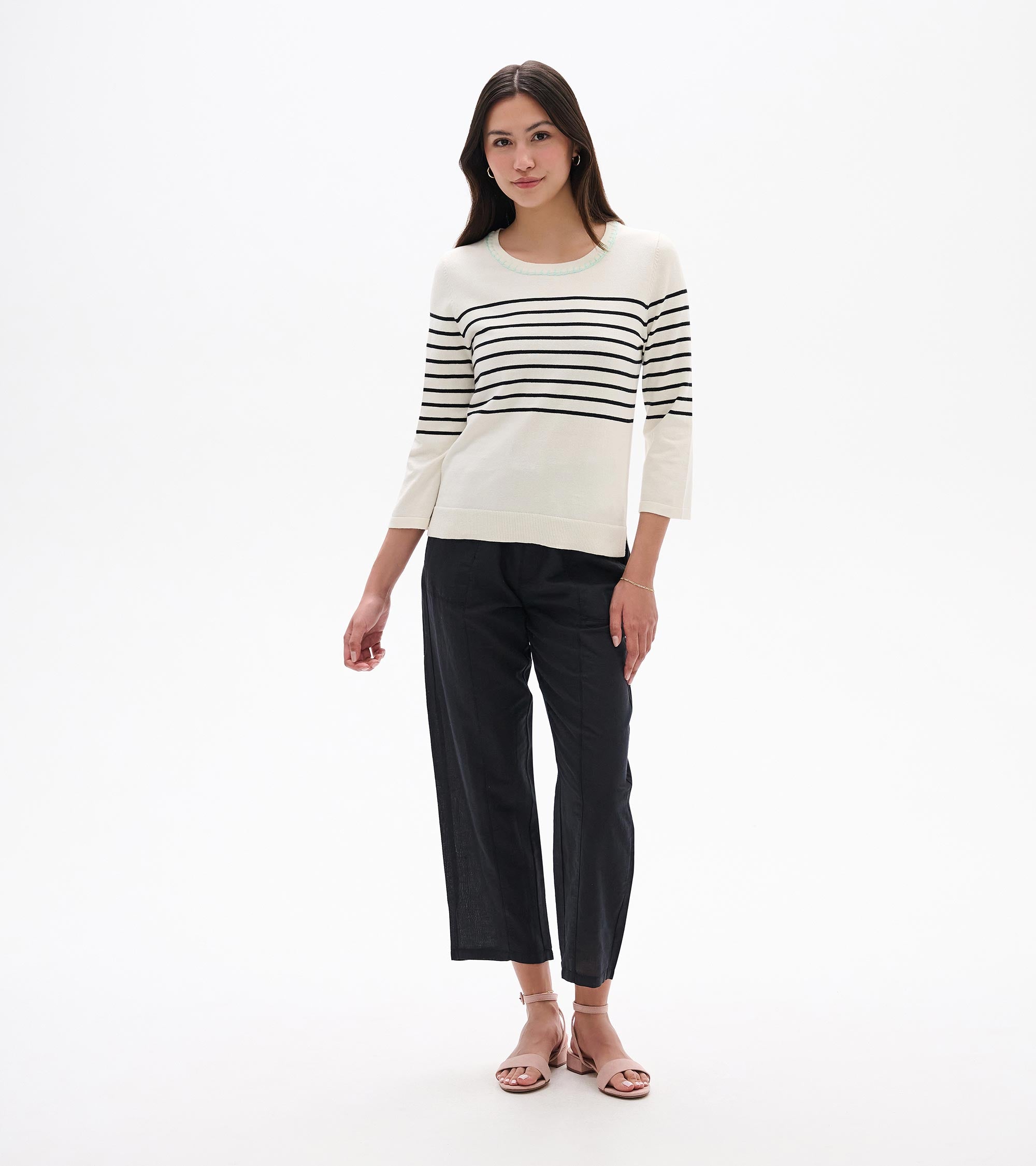 3/4 Sleeve Knit Top - Black Stripes | Hatley Discount Women