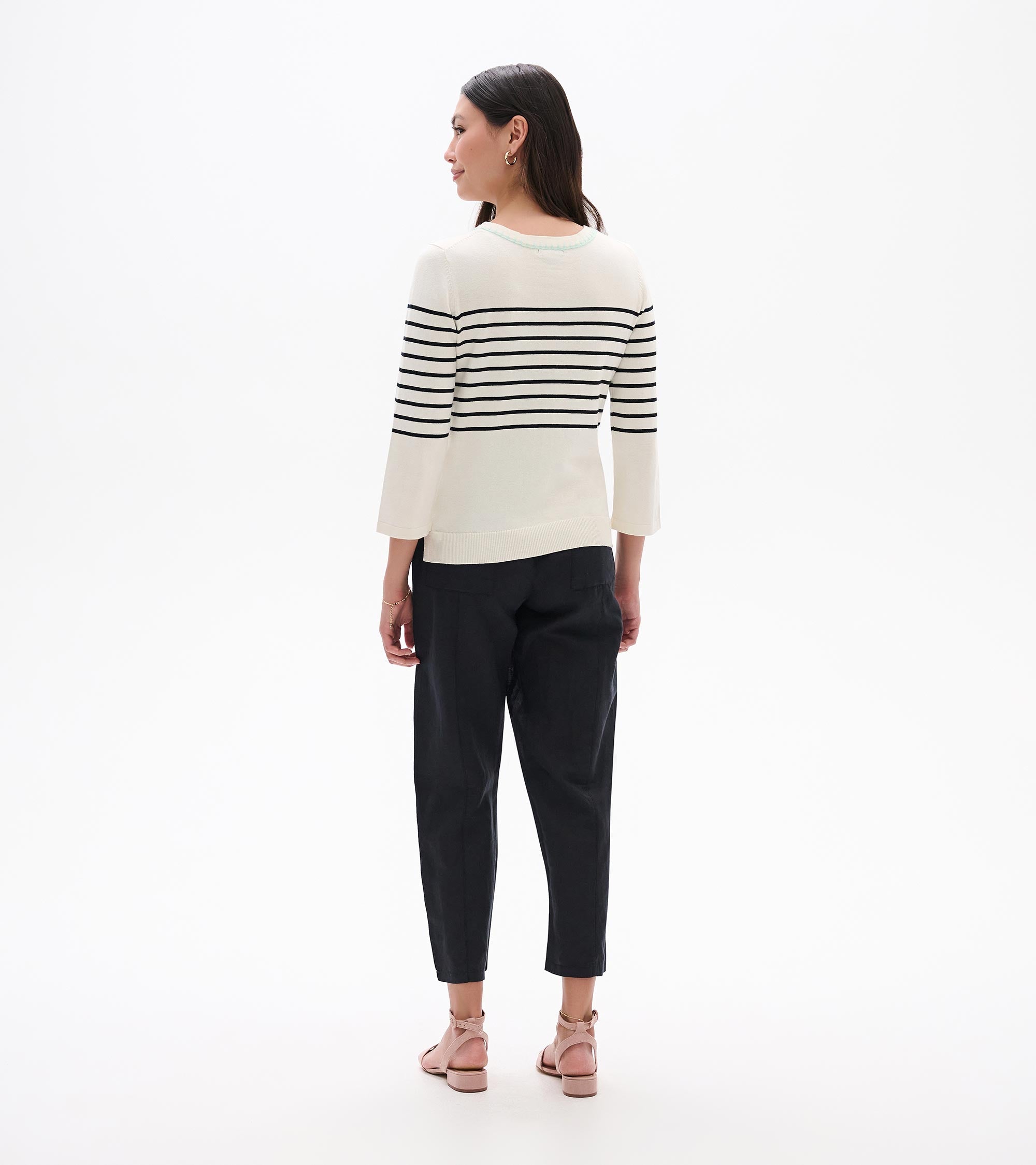 3/4 Sleeve Knit Top - Black Stripes | Hatley Discount Women