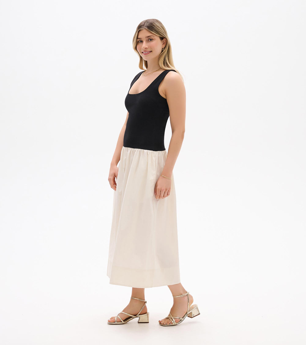 Mix Media Midi Dress - Whisper White and Black | Hatley Discount Women