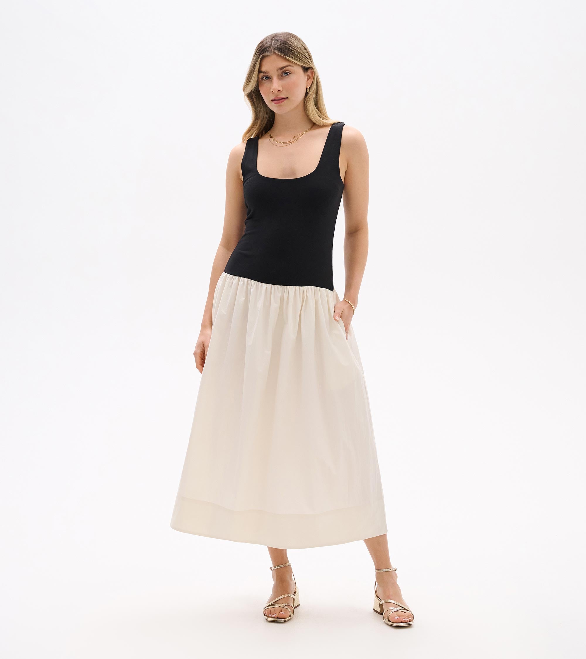 Mix Media Midi Dress - Whisper White and Black | Hatley Discount Women