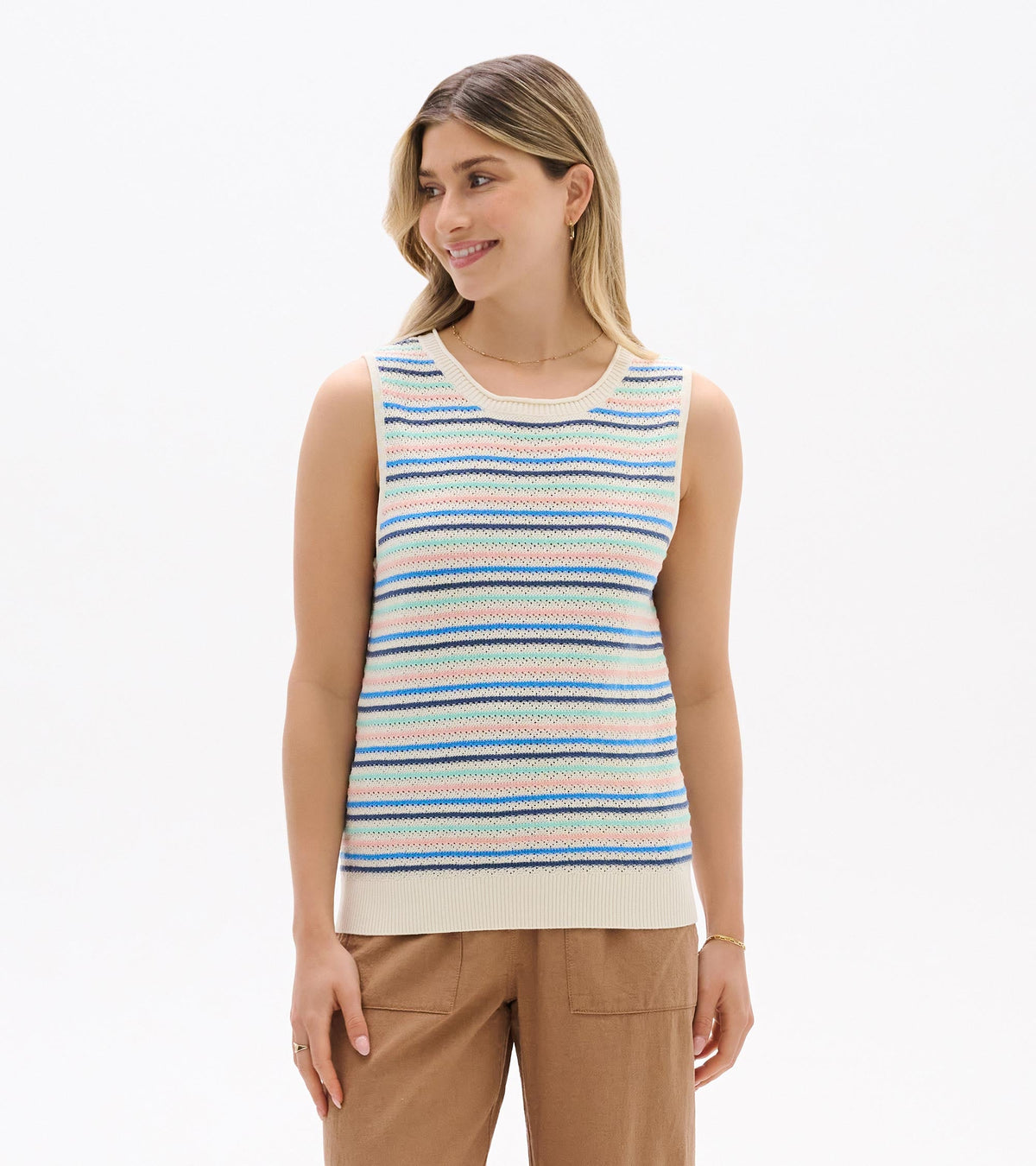 Kate Sleeveless Tank - Blush Stripes | Hatley US Women