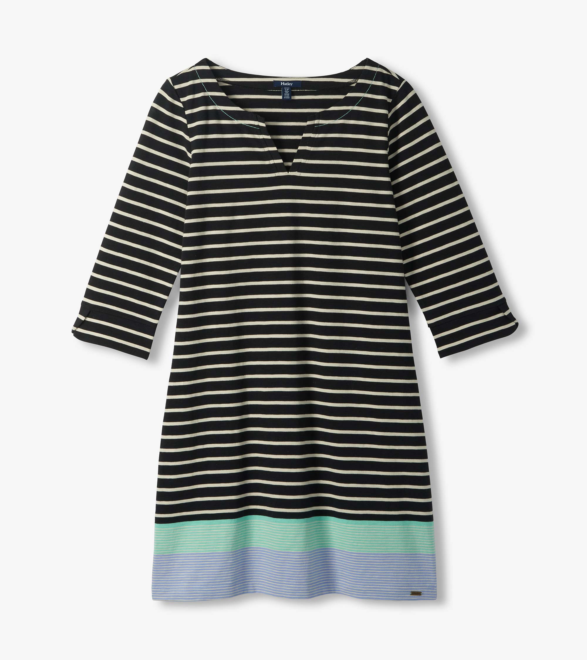 Lily Notch Neck Dress - Caviar Stripes | Hatley