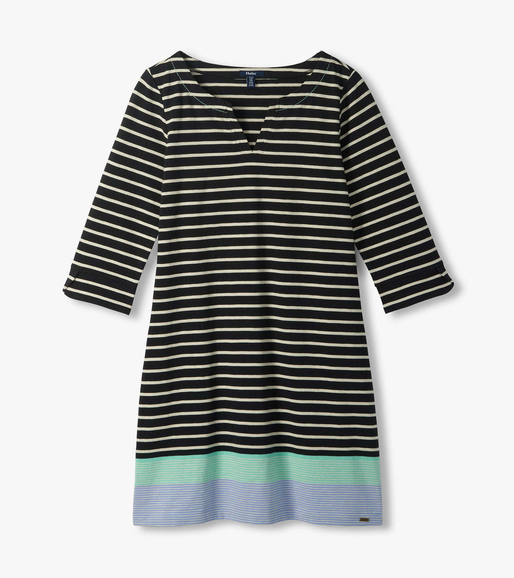 Lily Notch Neck Dress - Caviar Stripes | Hatley