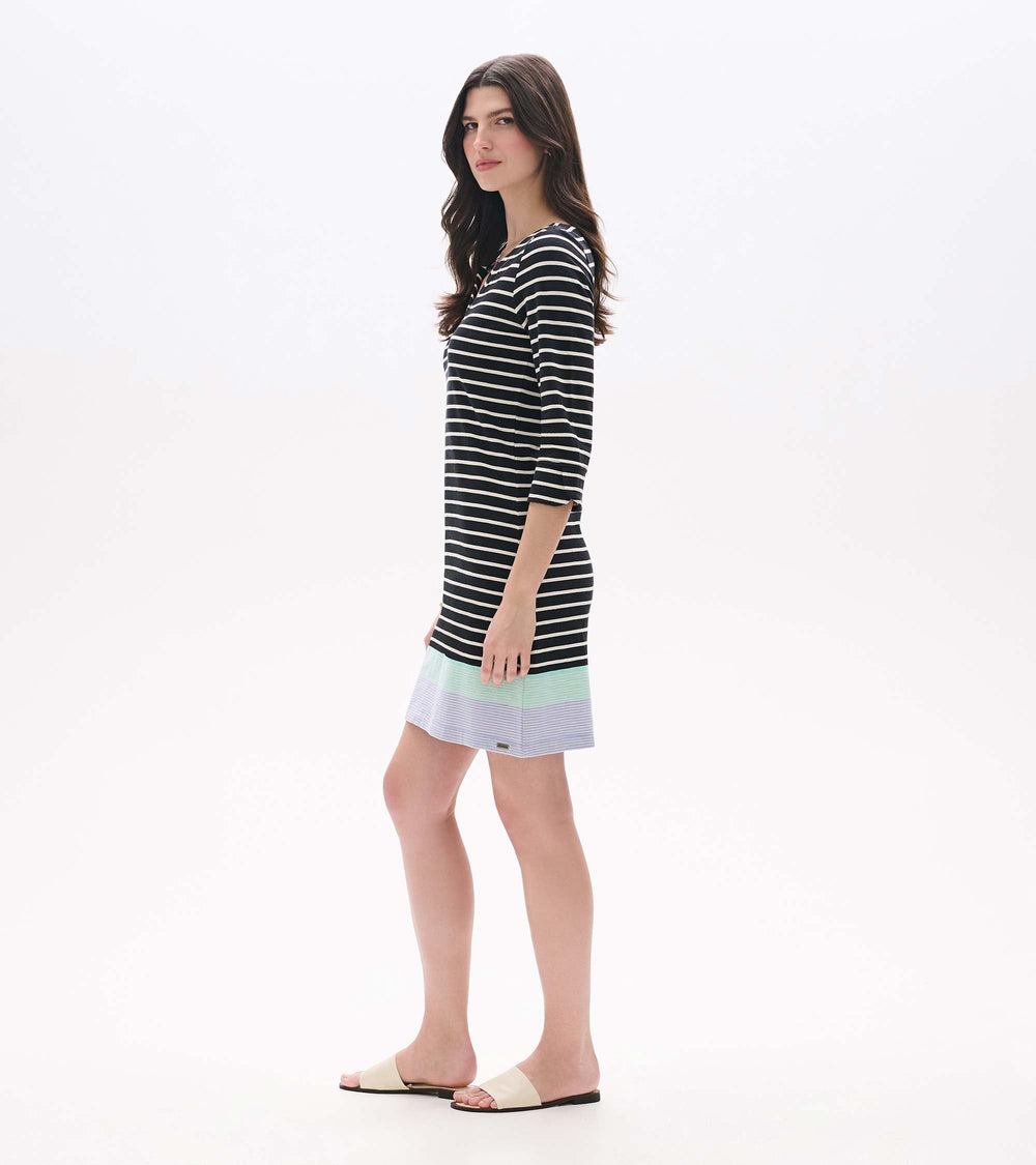 Lily Notch Neck Dress - Caviar Stripes | Hatley