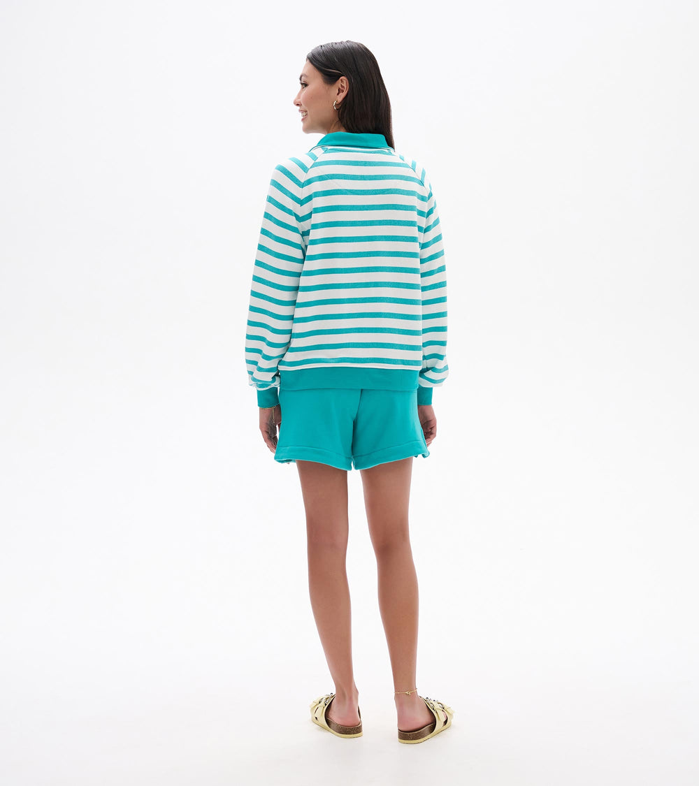 Mock Neck Pullover - Green Ceramic Stripes | Hatley Outlet Women