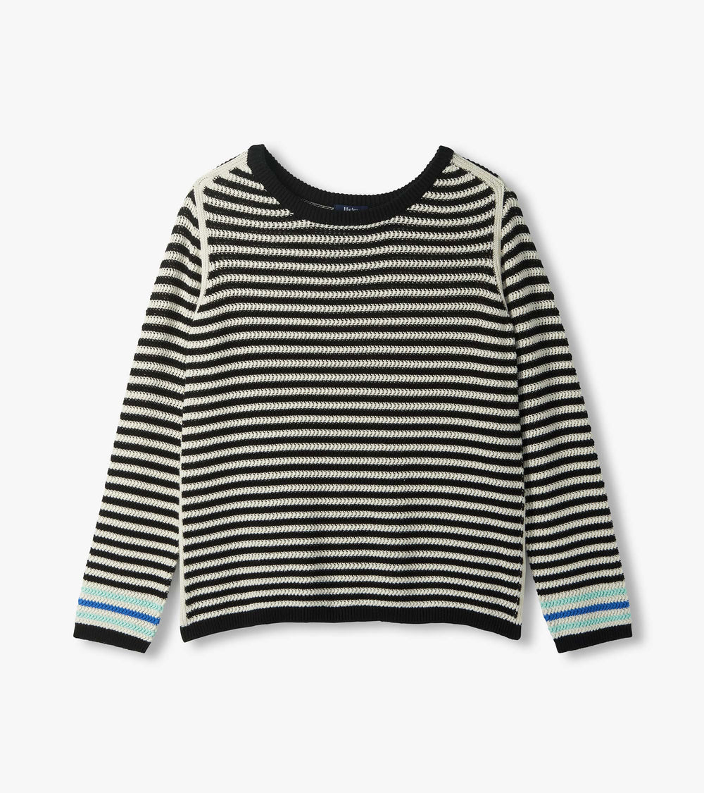 Pointelle Stripe Sweater - Classic Black | Hatley Women