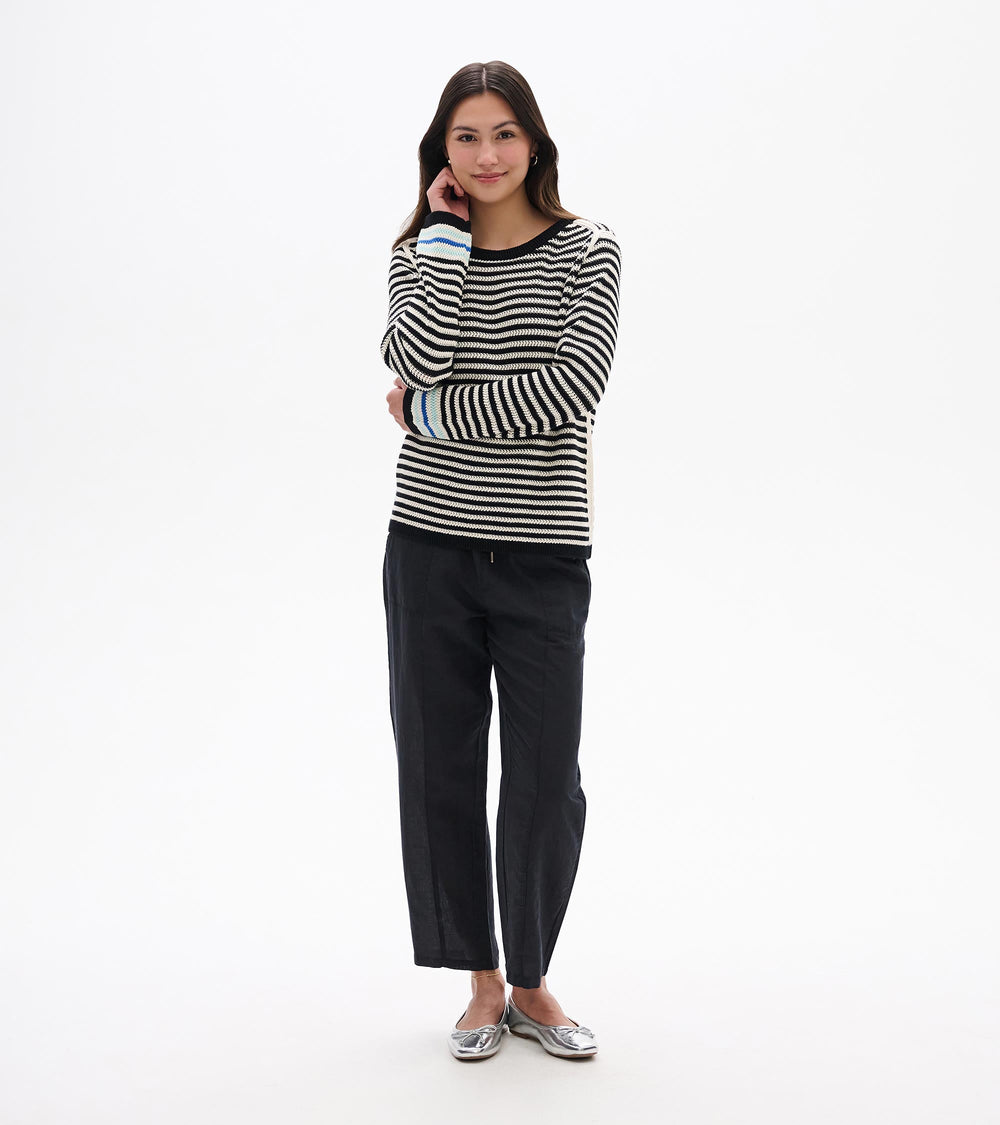 Pointelle Stripe Sweater - Classic Black | Hatley Women