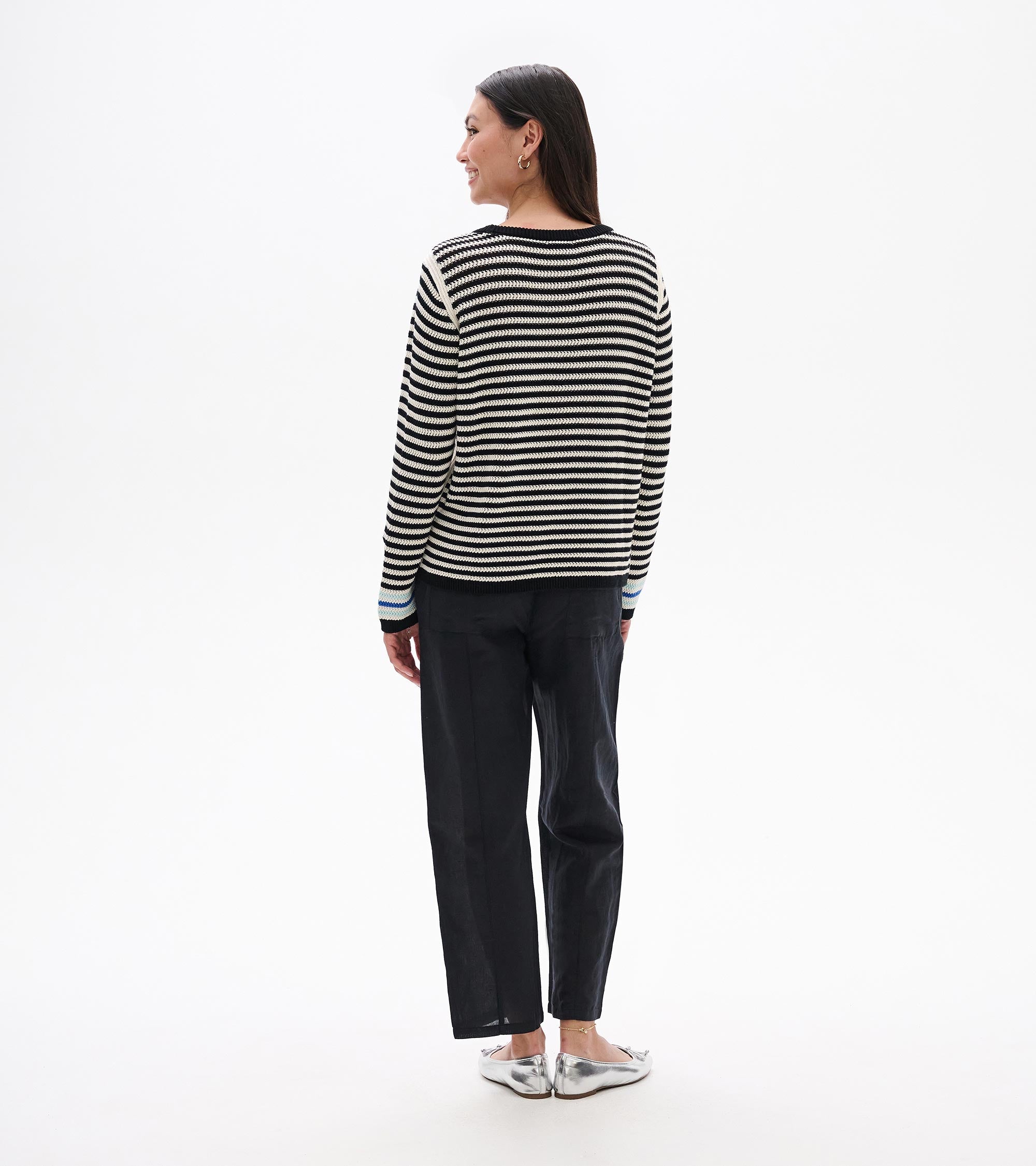 Pointelle Stripe Sweater - Classic Black | Hatley Women