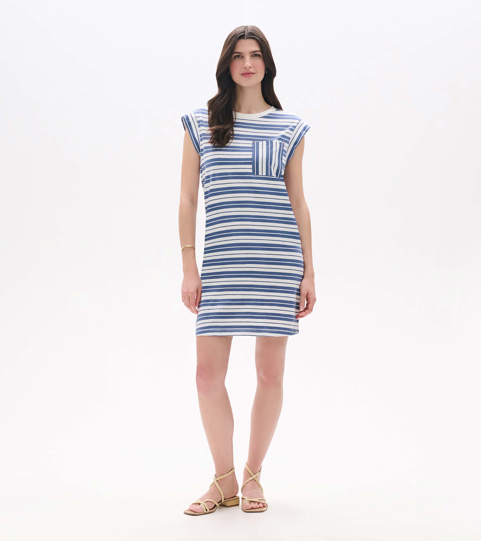 Pocket Tee Dress - Double Blue Horizon | Hatley Women