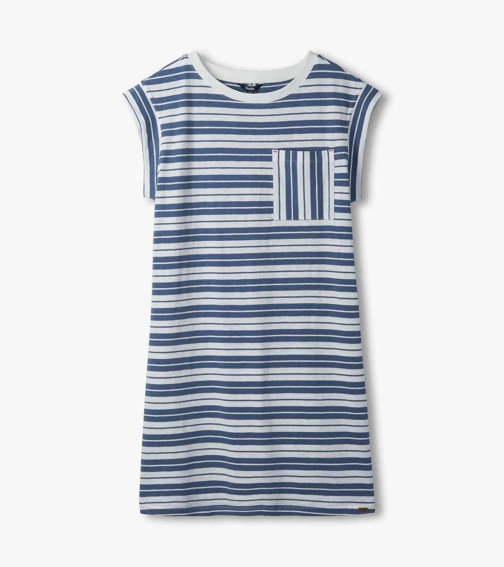 Pocket Tee Dress - Double Blue Horizon | Hatley Women