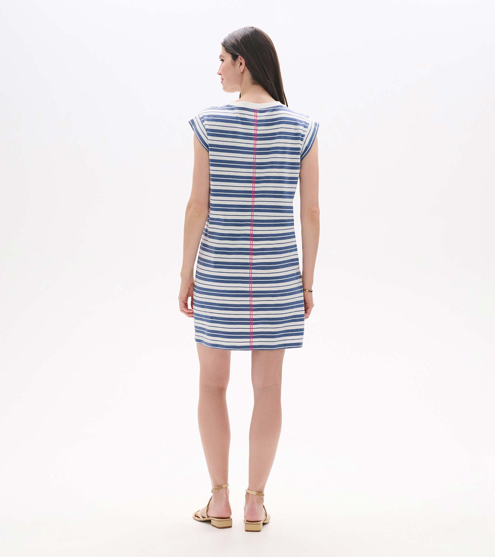 Pocket Tee Dress - Double Blue Horizon | Hatley Women