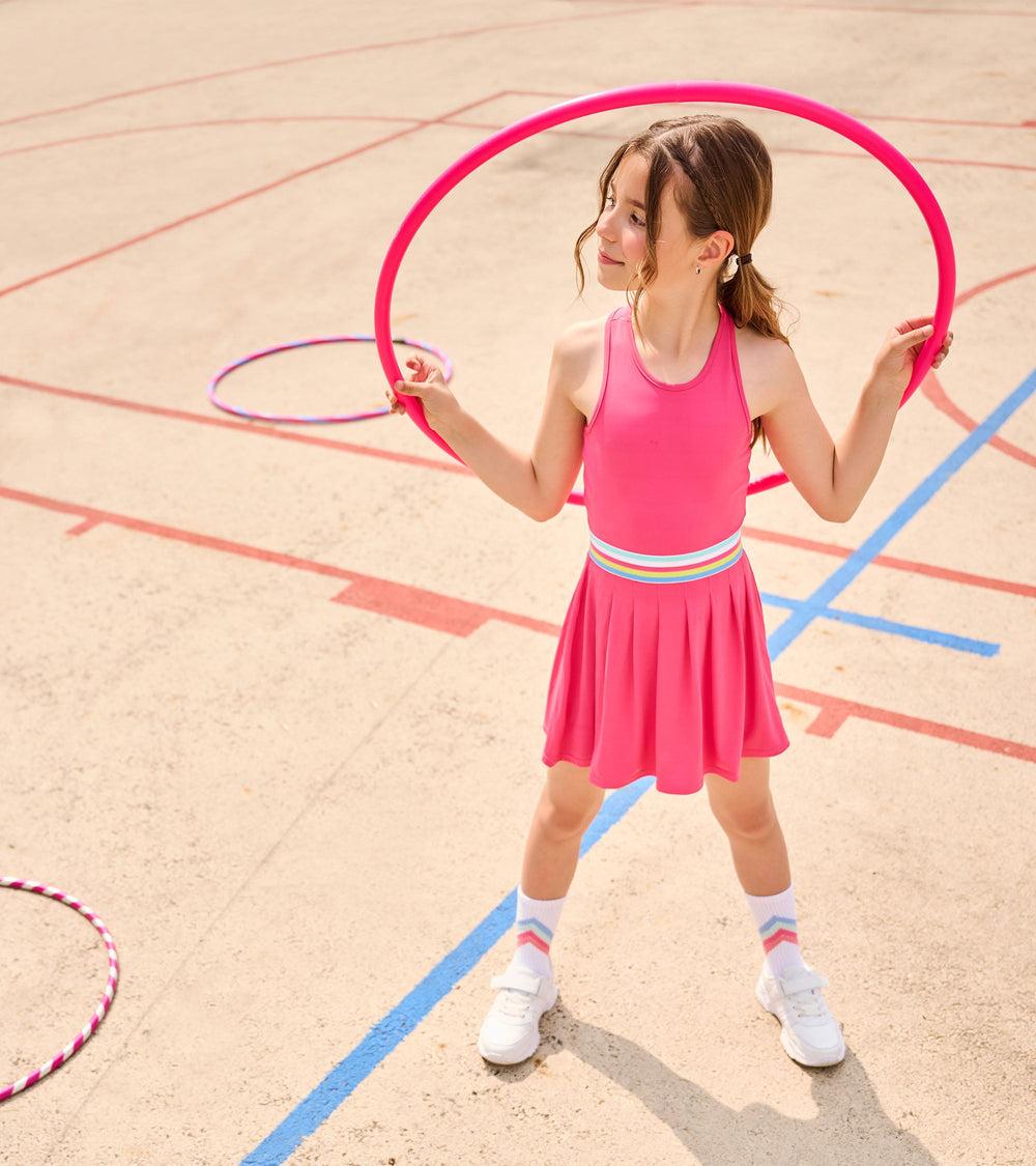 Girls Fandango Pink Pleated Active Dress | Hatley For Girls
