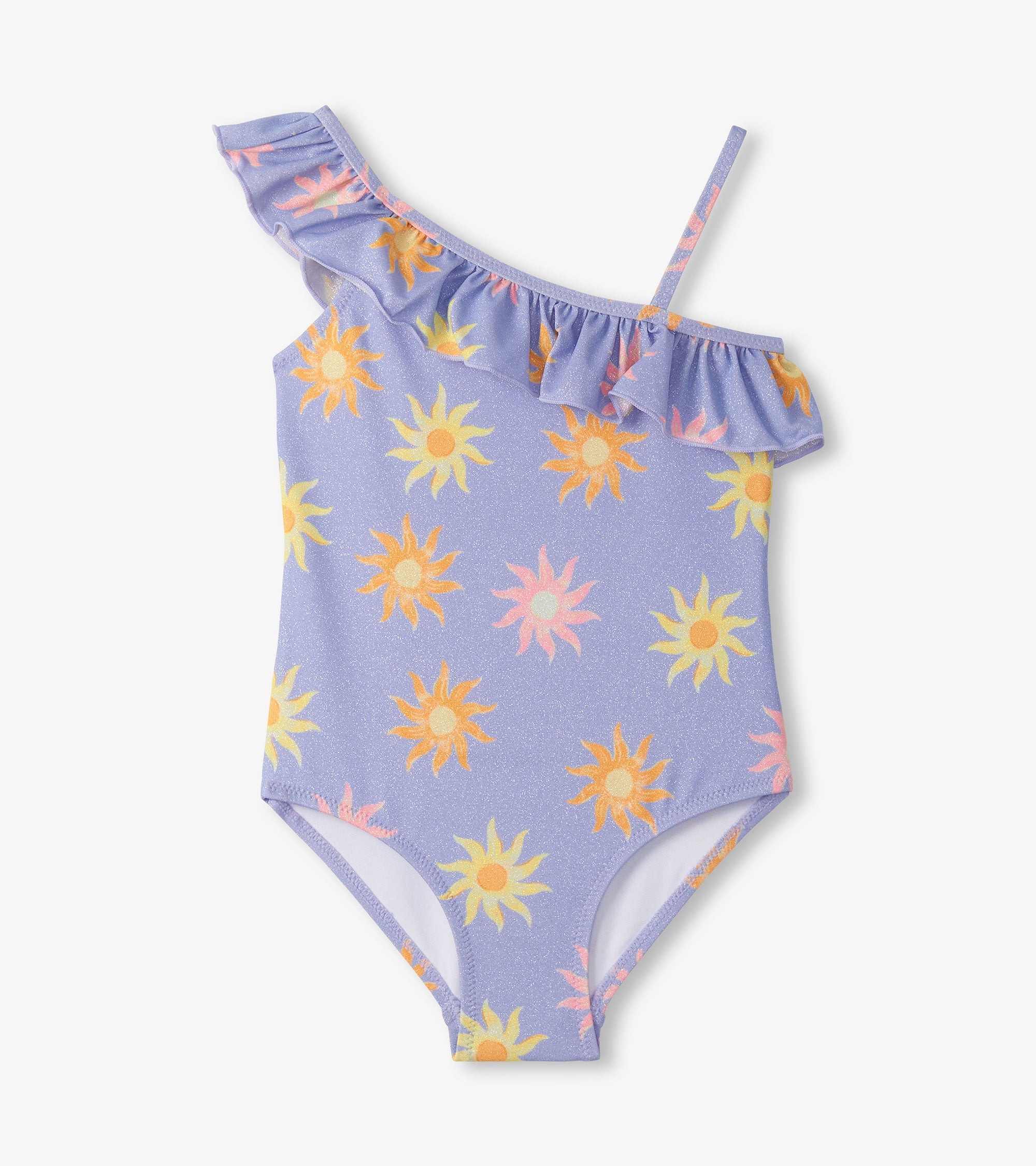 Girls Lavender Sunshine One-Shoulder Swimsuit | Hatley For Girls