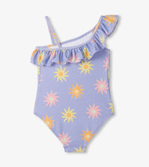 Girls Lavender Sunshine One-Shoulder Swimsuit | Hatley For Girls