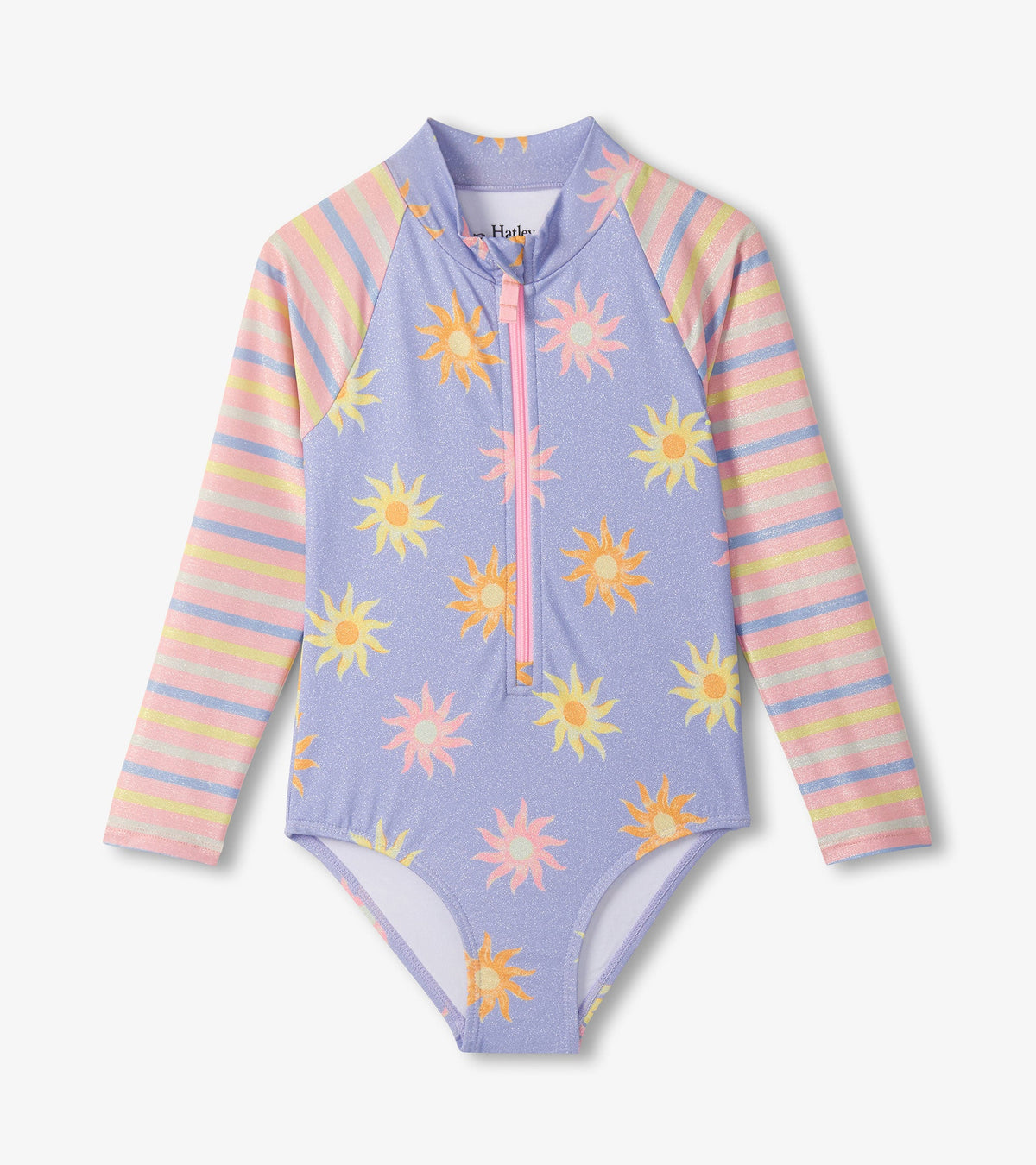 Girls Lavender Sunshine Long Sleeve One-Piece Rashguard Swimsuit | Hatley