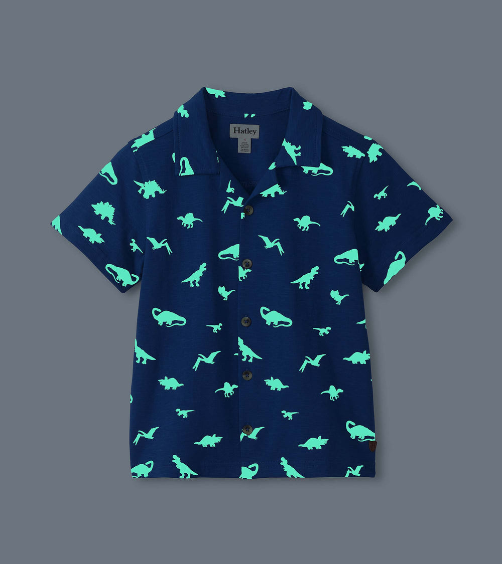Boys Glow in the Dark Dinos Jersey Button Down | Hatley For Boys