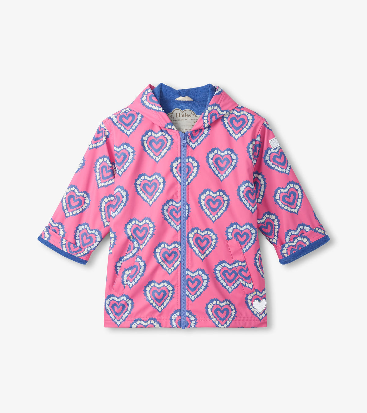 Girls Color Changing Heart Burst Zip-Up Rain Jacket | Hatley Girls