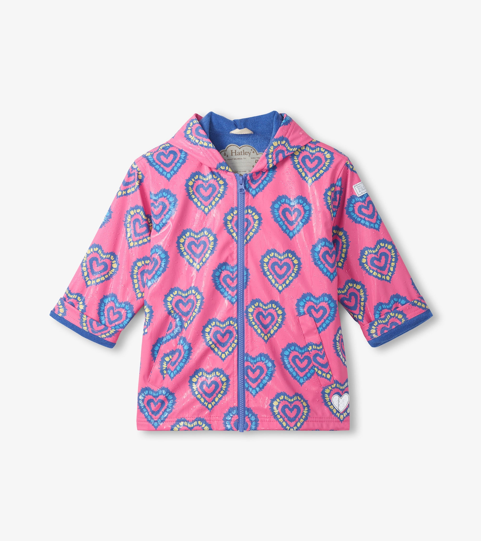 Girls Color Changing Heart Burst Zip-Up Rain Jacket | Hatley Girls
