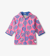 Girls Color Changing Heart Burst Zip-Up Rain Jacket | Hatley Girls