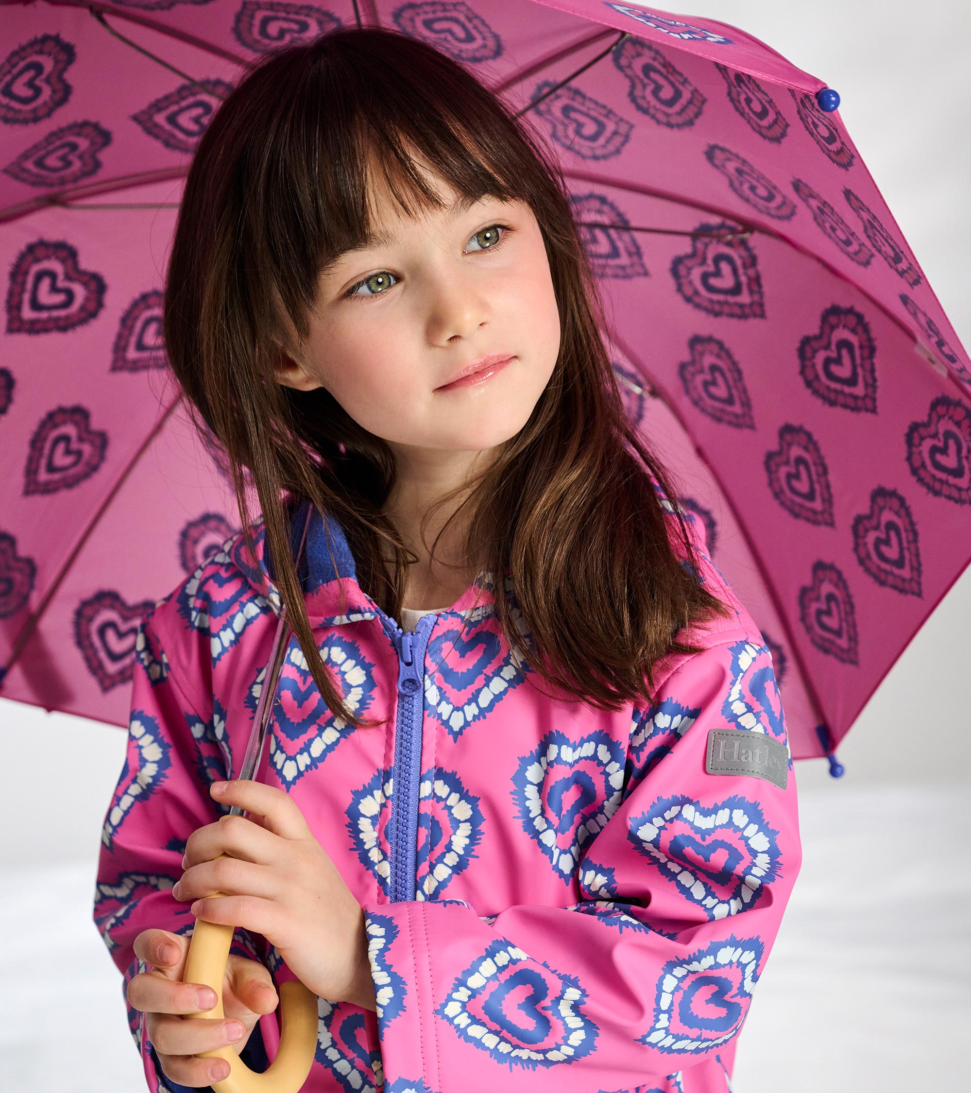 Girls Color Changing Heart Burst Zip-Up Rain Jacket | Hatley Girls
