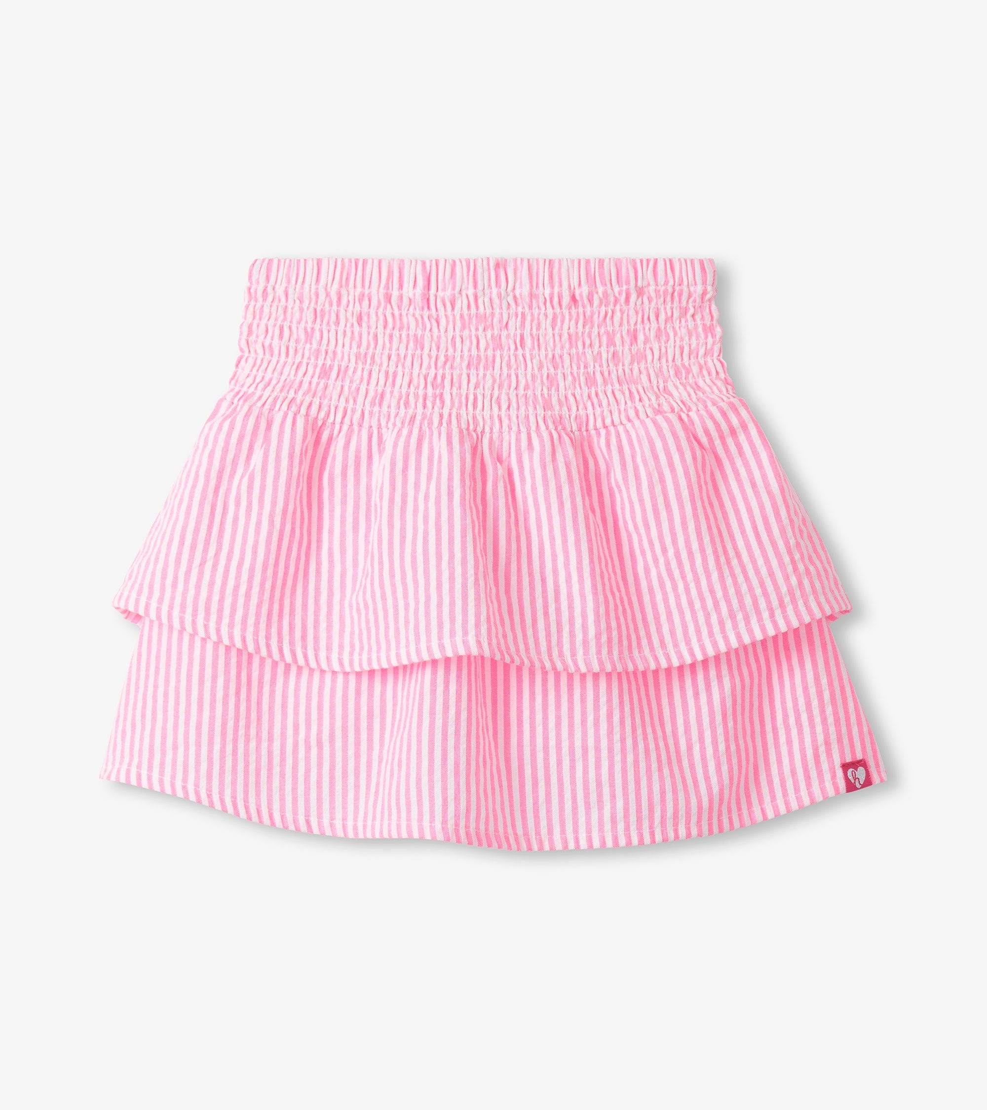 Girls Neon Pink Seersucker Smocked Waist Skirt | Hatley Onsale Girls