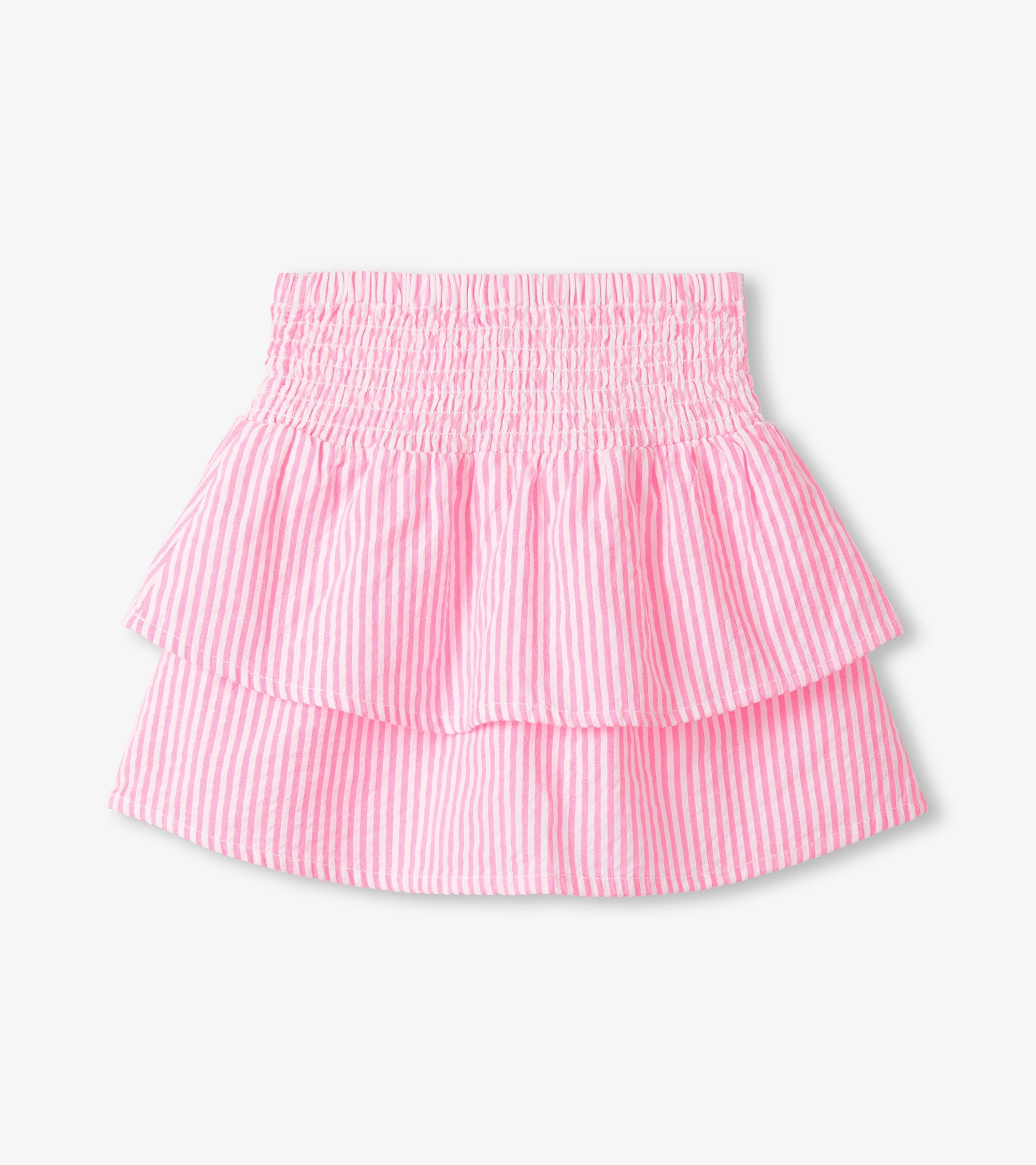 Girls Neon Pink Seersucker Smocked Waist Skirt | Hatley Onsale Girls