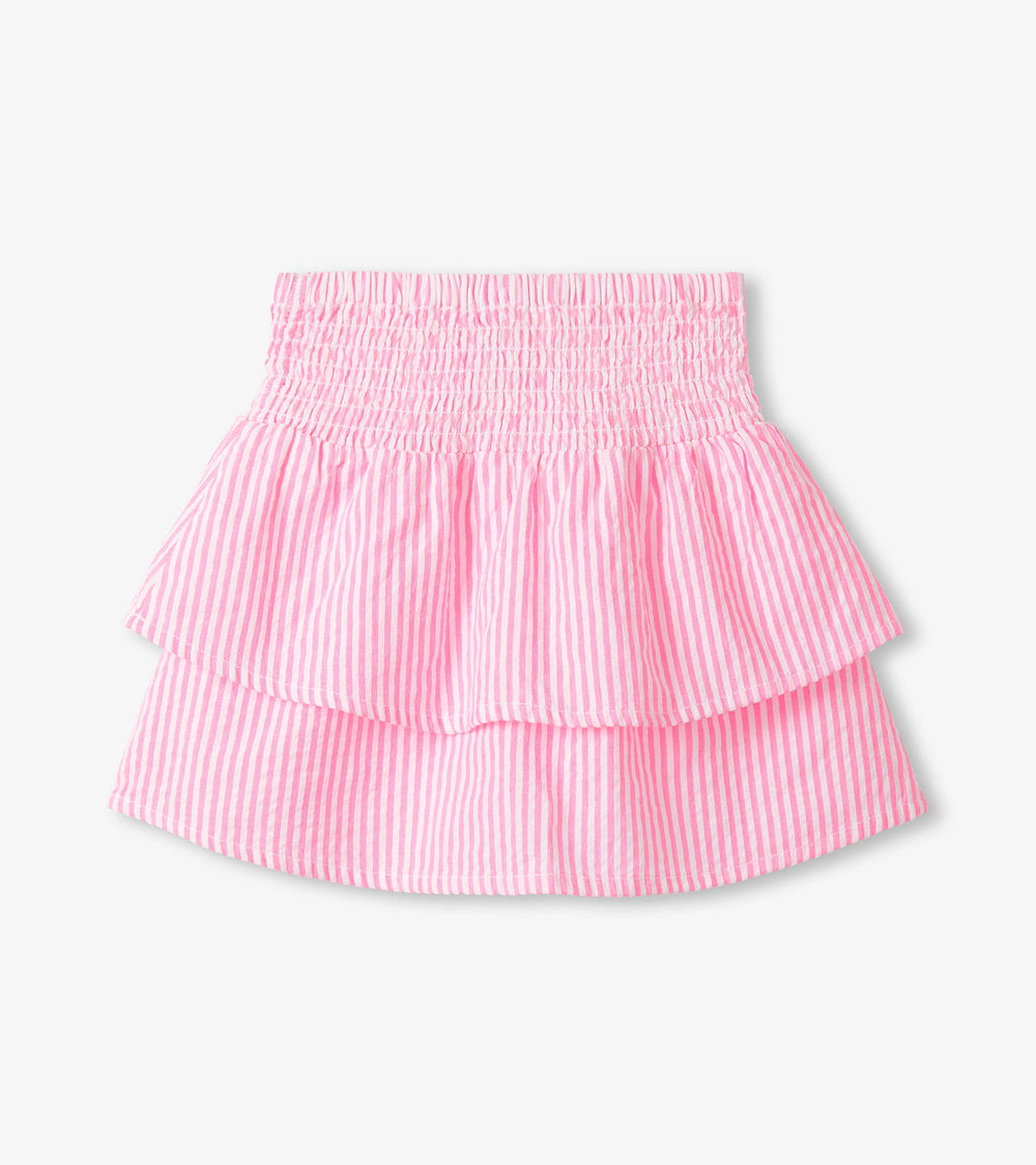 Girls Neon Pink Seersucker Smocked Waist Skirt | Hatley Onsale Girls