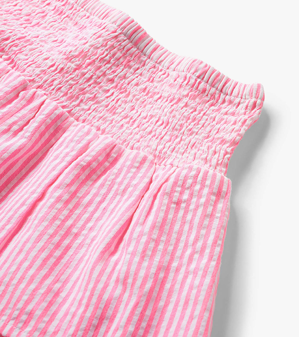 Girls Neon Pink Seersucker Smocked Waist Skirt | Hatley Onsale Girls
