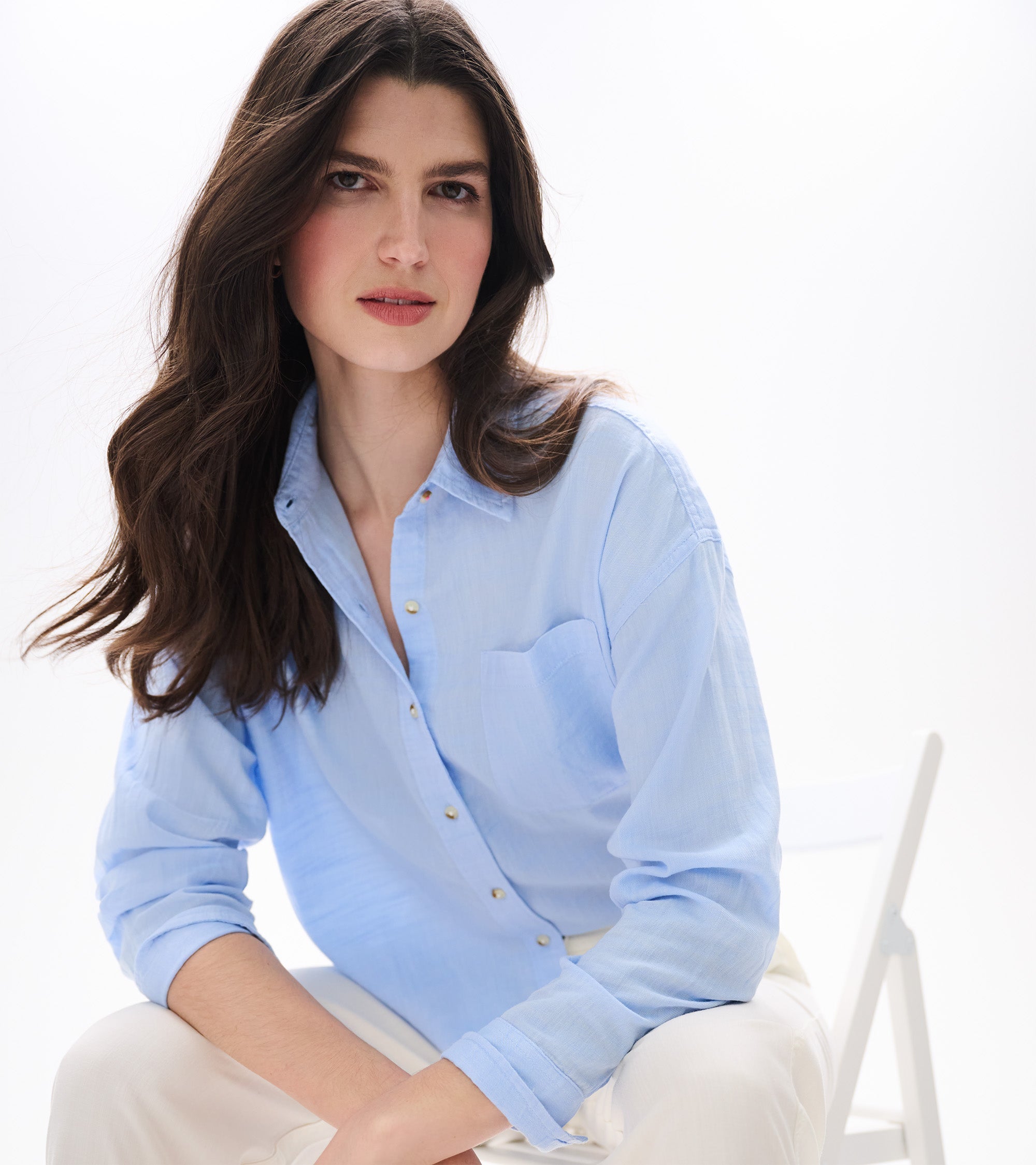Relaxed Button Down - Light Blue Chambray | Hatley Women