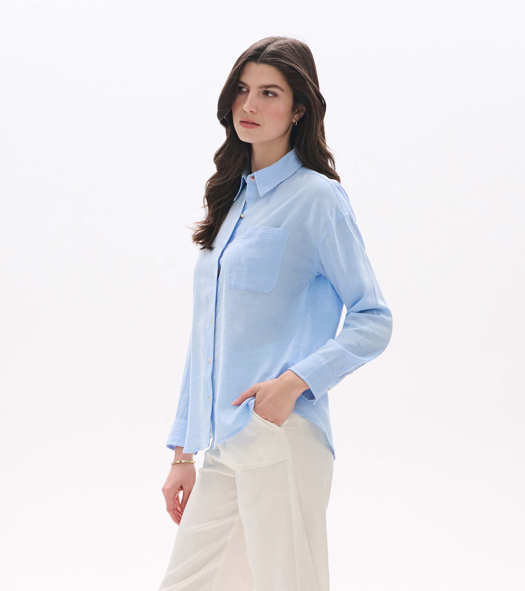 Relaxed Button Down - Light Blue Chambray | Hatley Women
