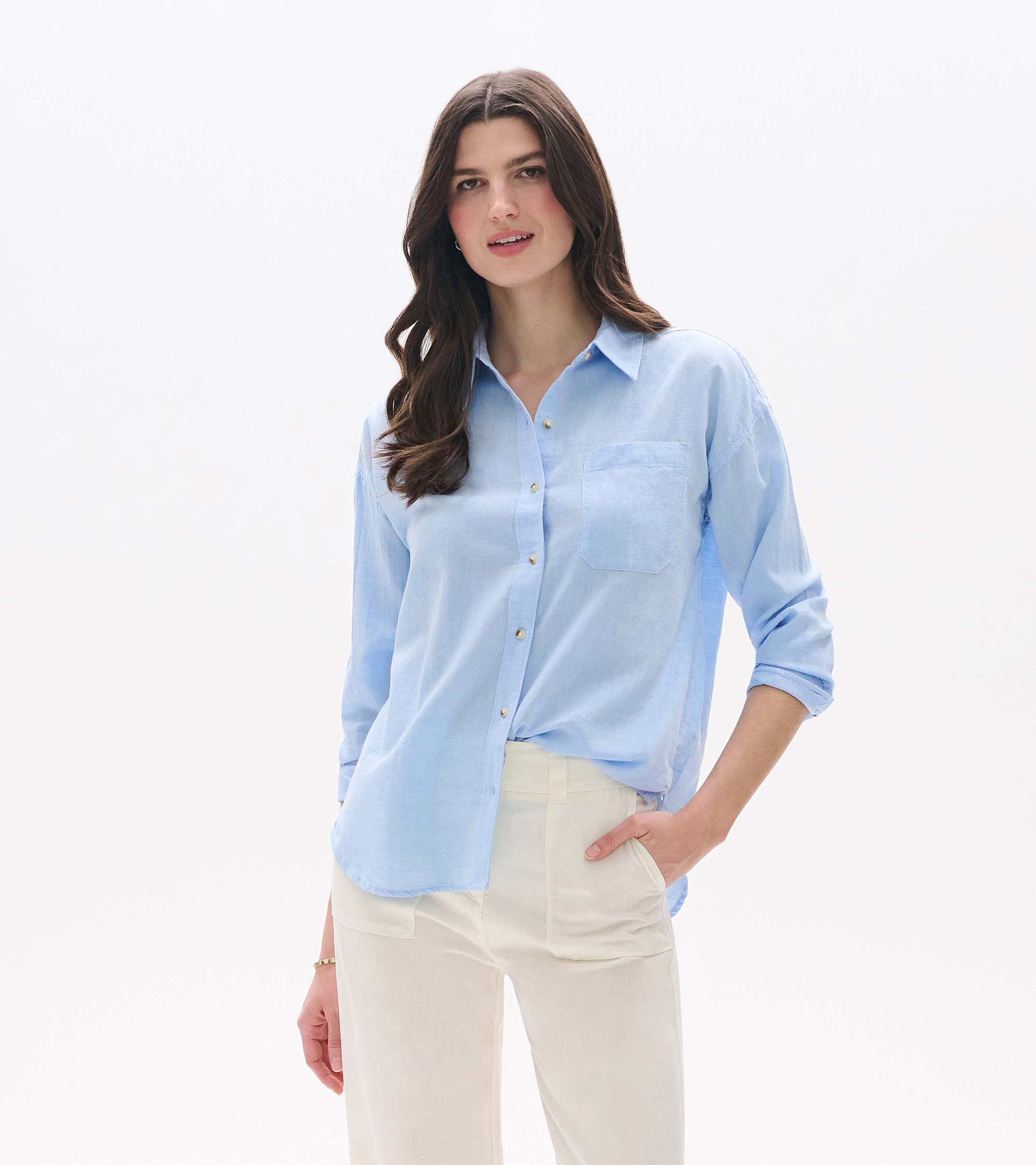 Relaxed Button Down - Light Blue Chambray | Hatley Women