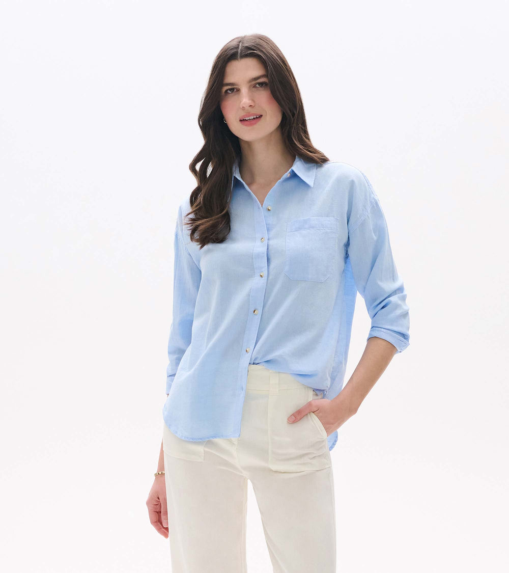 Relaxed Button Down - Light Blue Chambray | Hatley Women