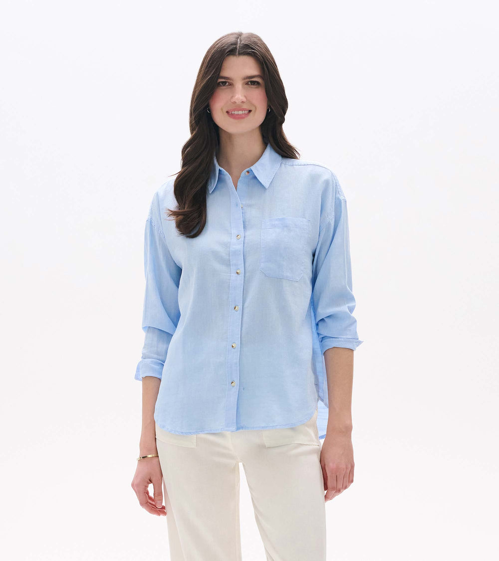 Relaxed Button Down - Light Blue Chambray | Hatley Women