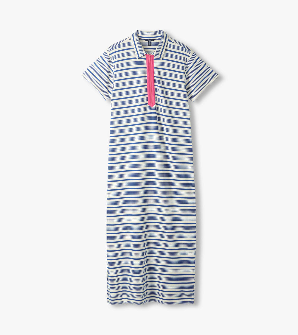 Contrast Zip Maxi Dress - Limoges Stripes | Hatley