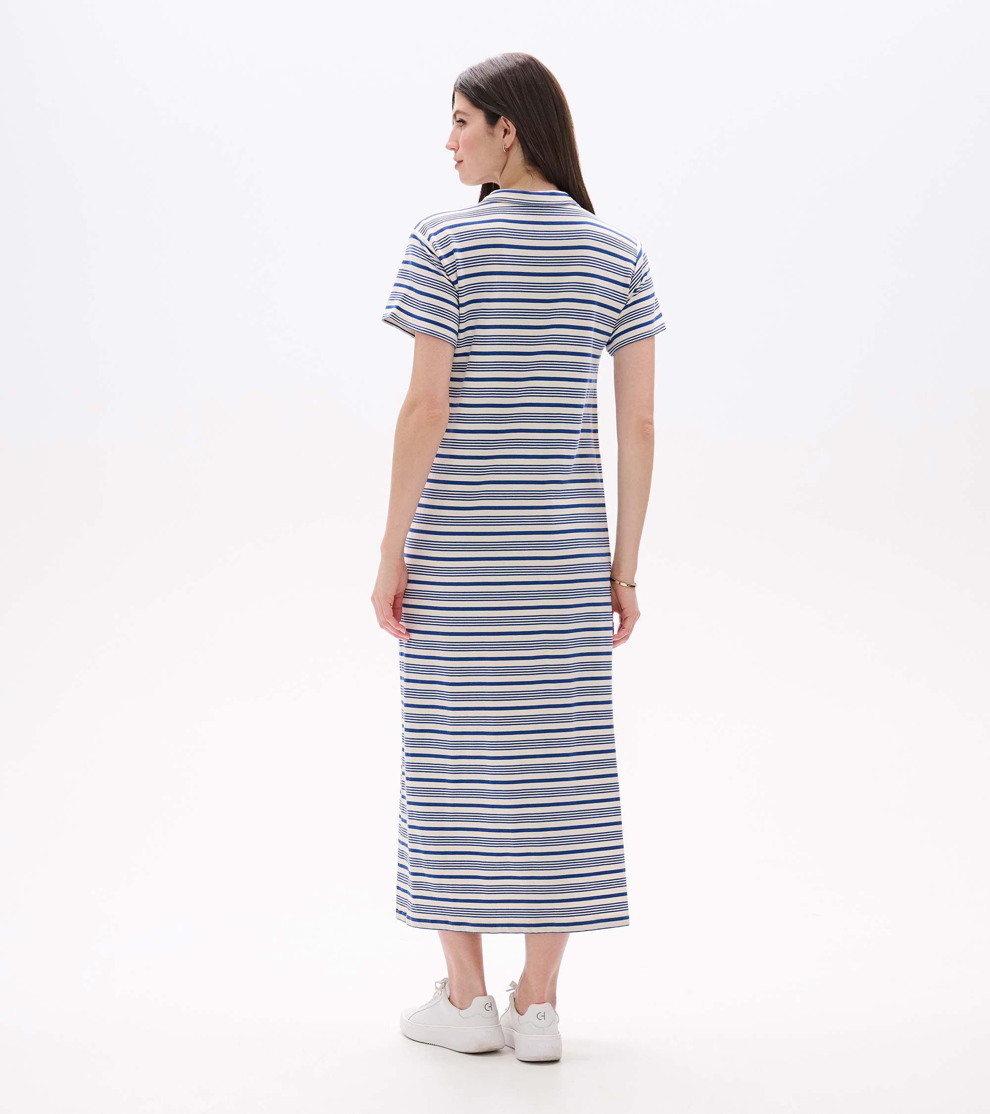 Contrast Zip Maxi Dress - Limoges Stripes | Hatley