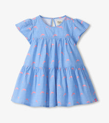 Baby & Toddler Girls Little Pink Dolphins Oxford Woven Cake Puff Dress | Hatley Discount Baby & Toddler